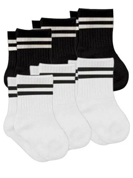 bistyle bistyle Socken 6er-Pack für Babys Babysocken Jungen Mädchen Kurzsocken gerippt, Schwarz-weiß, – Produktbild 1 von 3