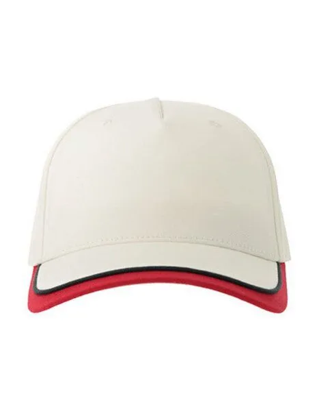 Atlantis Headwear Atlantis Headwear Kinder Basecap - Klettverschluss, Bio-Baumwolle, Weiss/rot, – Produktbild 2 von 3