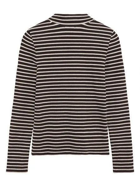 KnowledgeCotton Apparel KnowledgeCotton Apparel Ripp-Longsleeve High Neck, Stripe brown, – Produktbild 2 von 3