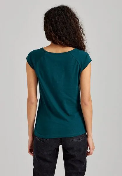THOKKTHOKK ThokkThokk TT01 Cap Sleeve T-Shirt Damen (GOTS, vegan, Bio-Baumwolle), Deep teal (petrol), – Produktbild 4 von 5
