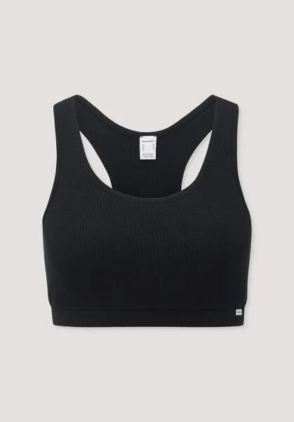 hessnatur hessnatur Bustier Racerback SOFT RIB aus Bio-Baumwolle, Schwarz, – Produktbild 4 von 4