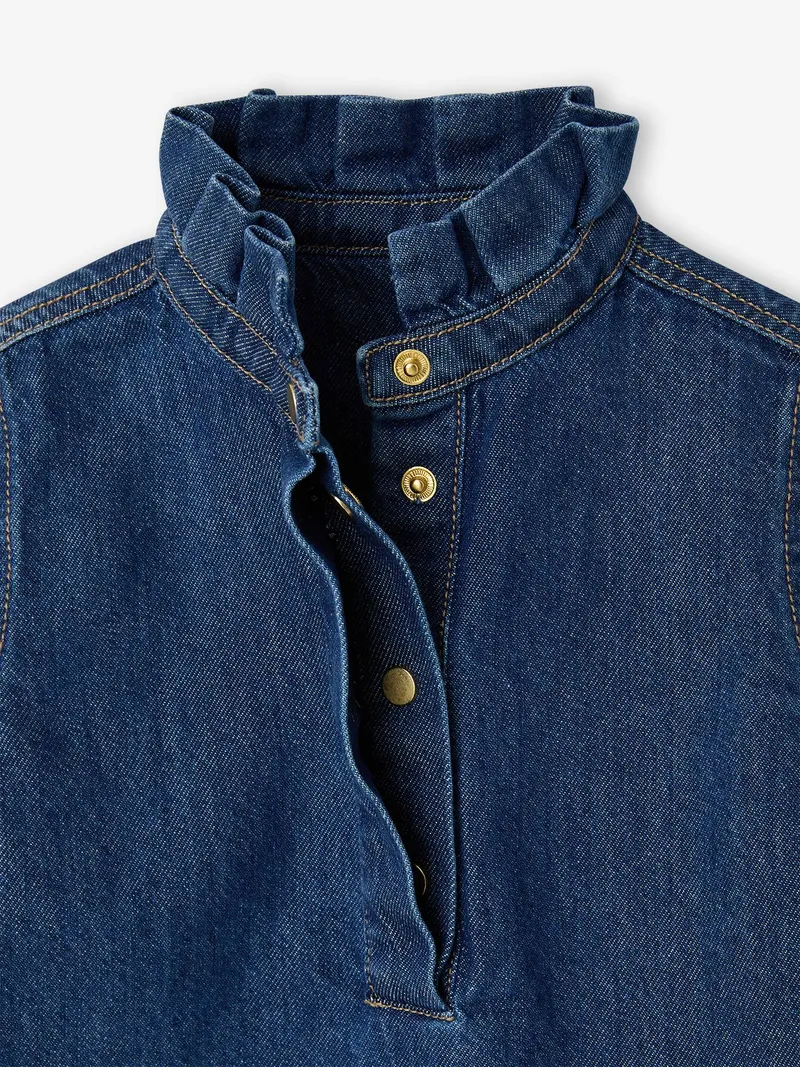 Envie De Fraise Mädchen Jeansbluse mit Volant-Stehkragen Mama-Tochter-Capsule, Double stone, – Produktbild 2 von 3