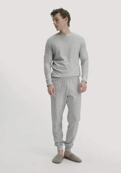 hessnatur hessnatur Frottee Schlafhose Relaxed PURE COTTON aus reiner Bio-Baumwolle, Hellgrau, – Produktbild 1 von 4