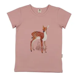 Walkiddy Walkiddy T-Shirt Altrosa Rehkitze-Frontprint Bio-Baumwolle GOTS – Produktbild 1 von 1