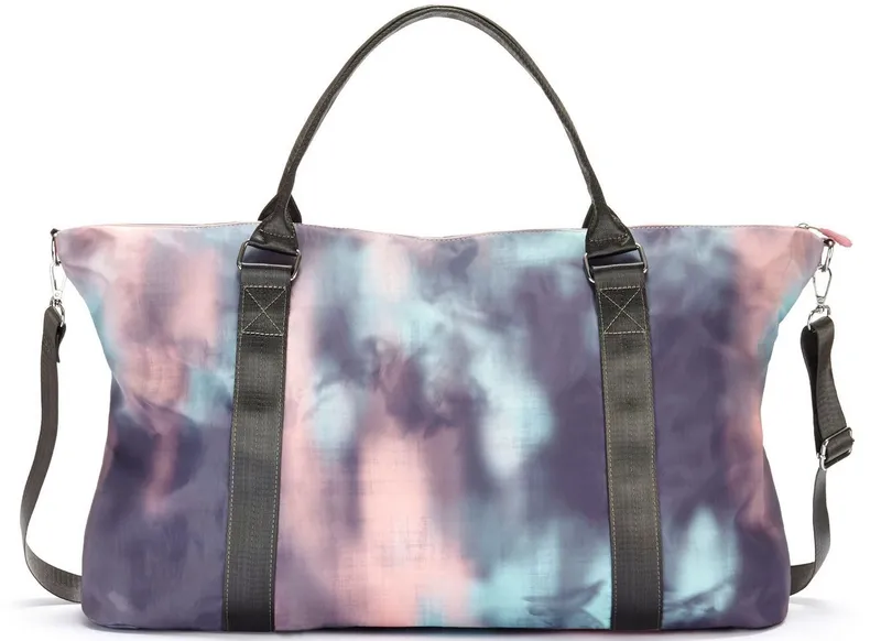 VENICE BEACH VENICE BEACH Sporttasche große Umhängetasche, Wellnesstasche, Saunatasche, Reisetasche, Weekender, Strandtasche mit modischem Druck VEGAN, Blau|lila|rosa, – Produktbild 3 von 5