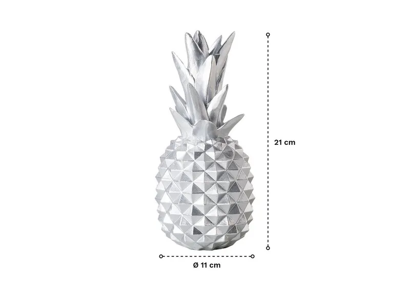 shelfmade Dekofigur Deko Ananas Wohnzimmer Tischdeko aus Kunstharz - Ananas aus Polyresin, Silberfarben, – Produktbild 2 von 4