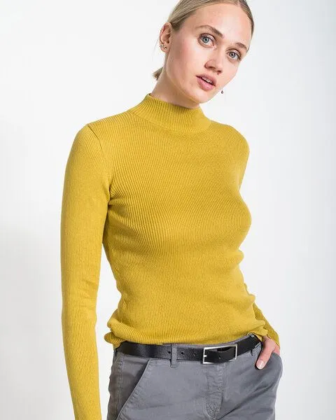 Alma & Lovis Alma & Lovis Rollkragen-Pullover aus Bio-Baumwolle | Rolli, Sulfur (gelb), – Produktbild 1 von 4
