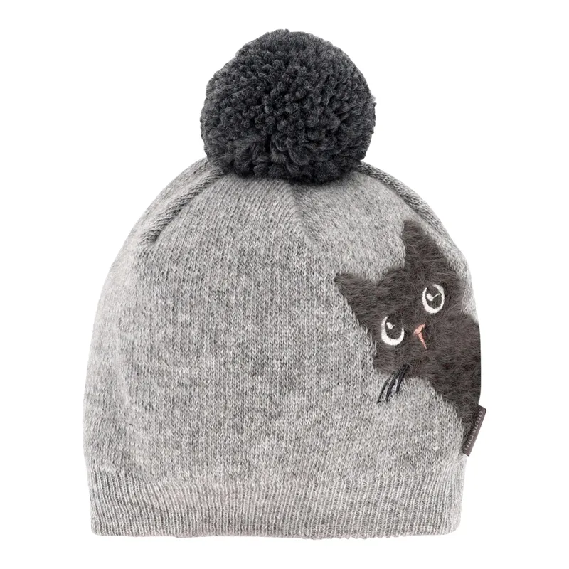 Maximo Maximo Winter-Strickmütze mit Bommel Katze, Grau, – Produktbild 1 von 1