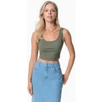 ORGANICATION ORGANICATION IRISS | Ripp-Crop-Top aus TENCEL Modal und Bio-Baumwolle, Olive, – Produktbild 1 von 1