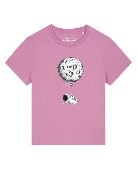 watapparel watapparel T-Shirt Frauen Funny Spaceman, Bubble pink, – Produktbild 1 von 2