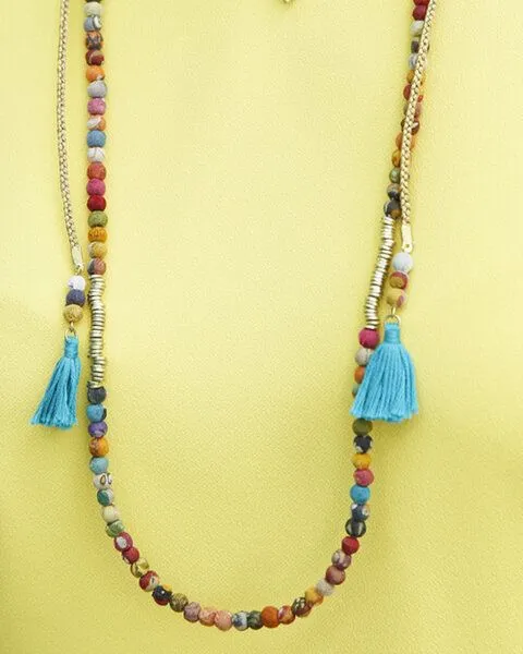 Worldfinds Worldfinds Kantha Tassel Wrap Necklace, Bunt, – Produktbild 2 von 2