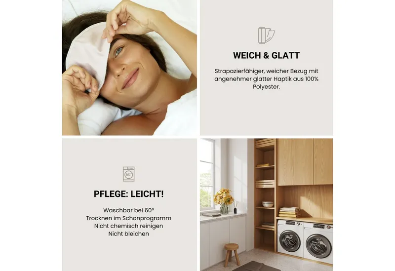 Schiesser Schiesser Microfaserbettdecke Feels like Down Bettdecke mit daunenähnlicher Mikrofaser-Füllung, superleichte, silikonisierten Hohlfasern, Weiß, – Produktbild 5 von 5