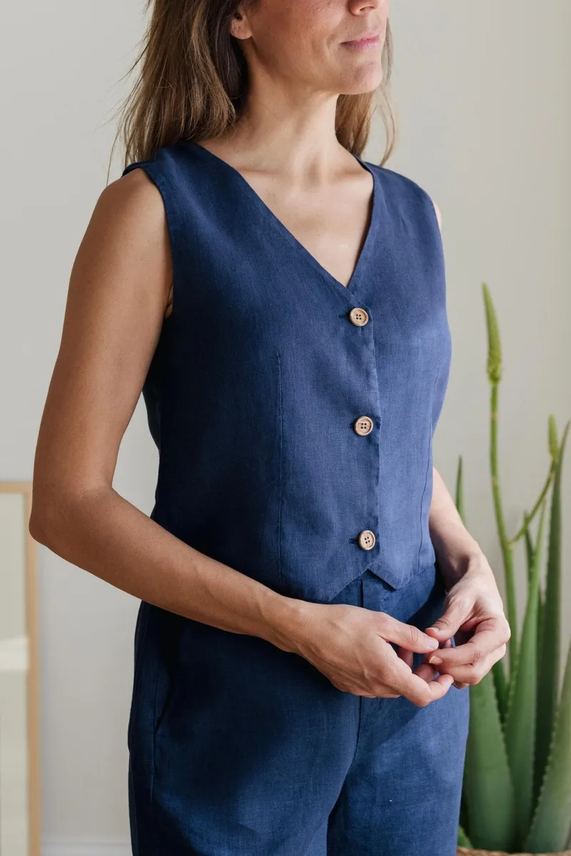 TWOTHIRDS TWOTHIRDS Damen vegan Weste Ukonkivi Blaue Nacht, Extra dunkelblau, – Produktbild 1 von 2