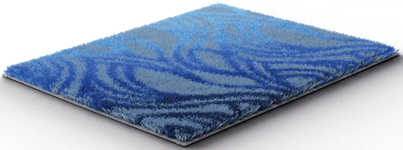 Grund Grund Badematte Mayra, Höhe 20 mm, rutschhemmend beschichtet, fußbodenheizungsgeeignet, Polyacryl, rechteckig, Frisches Wellenmuster in lebendigen Farben, 5 Jahre Garantie, Blau, – Produktbild 4 von 6