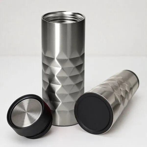 elasto elasto Thermobecher 440 ml aus Edelstahl - doppelwandiger Kaffeebecher to go - auslaufsicherer Isolierbecher, Silber, – Produktbild 2 von 4