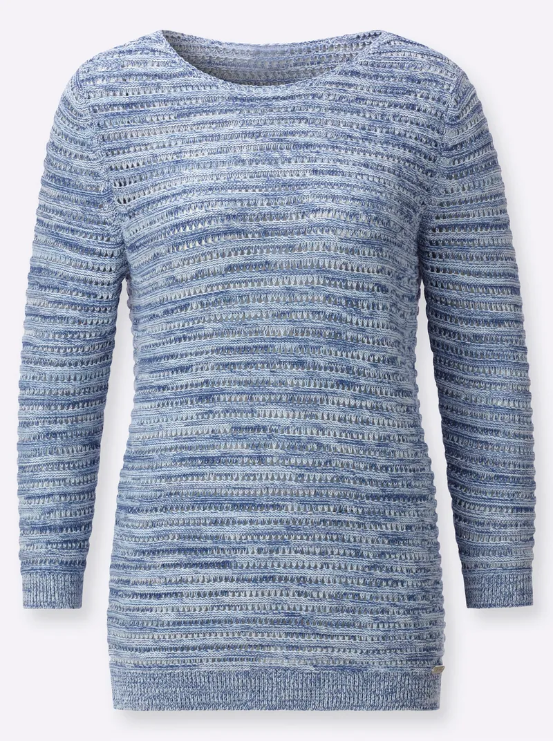 Witt Witt Ajourpullover hellblau-meliert, Hellblau-meliert, – Produktbild 1 von 2