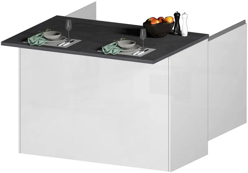 KOCHSTATION Kücheninsel KS-Sole, Breite 125 cm, mit 2 Türen, Weiß, – Produktbild 2 von 8