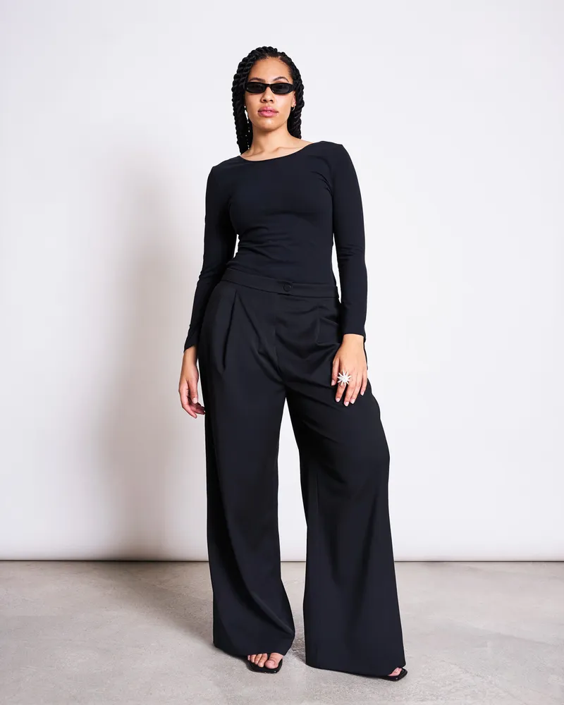 JAN N JUNE JAN 'N JUNE Damen vegan T-Shirt Longsleeve Leon Soft Schwarz, Schwarz, – Produktbild 1 von 3
