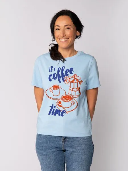 watapparel watapparel T-Shirt Frauen Its coffee time, Blue soul, – Produktbild 1 von 4
