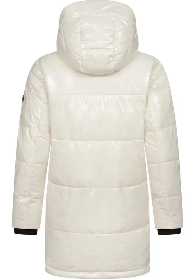 ragwear ragwear Wintermantel Roobie Long super stylischer, gänzender Damen Steppmantel, Weiß, – Produktbild 3 von 4