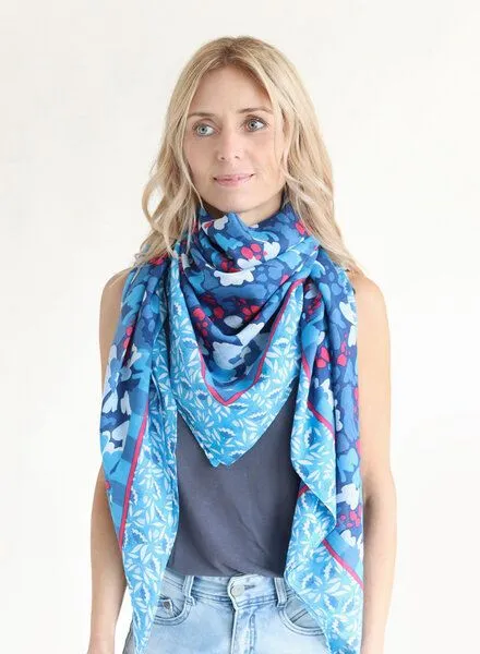 Djian Djian Tuch aus 100% Bio-Baumwolle – Hana, Blau /rot, – Produktbild 1 von 3
