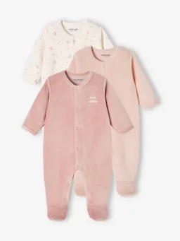 Vertbaudet 3er-Pack Baby Samt-Strampler BASIC – Produktbild 1 von 1