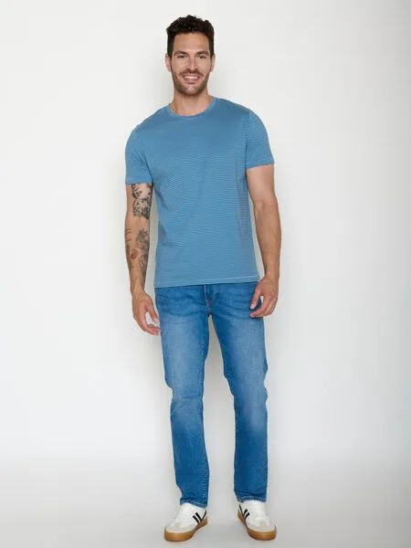 GreenBomb GREENBOMB Basic Spice - Sportliches T-Shirt aus Bio-Baumwolle / GOTS / Fair & Vegan, Blau (tide stripes), – Produktbild 3 von 4
