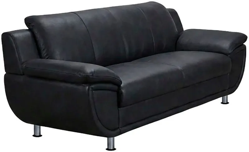 TRENDMANUFAKTUR 3-Sitzer Rondo 207 cm, 3-Sitzer, komfortabel, Federkern optional, Chromfüße, wahlweise mit Federkern, pflegeleichte Bezügen, Unser Dauertiefpreis, Schwarz, – Produktbild 8 von 8