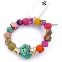 Worldfinds Worldfinds Kantha Armband Gilded Bobin, Grün, – Produktbild 1 von 1