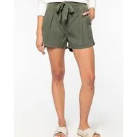YTWOO YTWOO Damenshorts mit Paperbag Bund aus 100% nachhaltigen Lyocellfasern, Khaki, – Produktbild 1 von 1