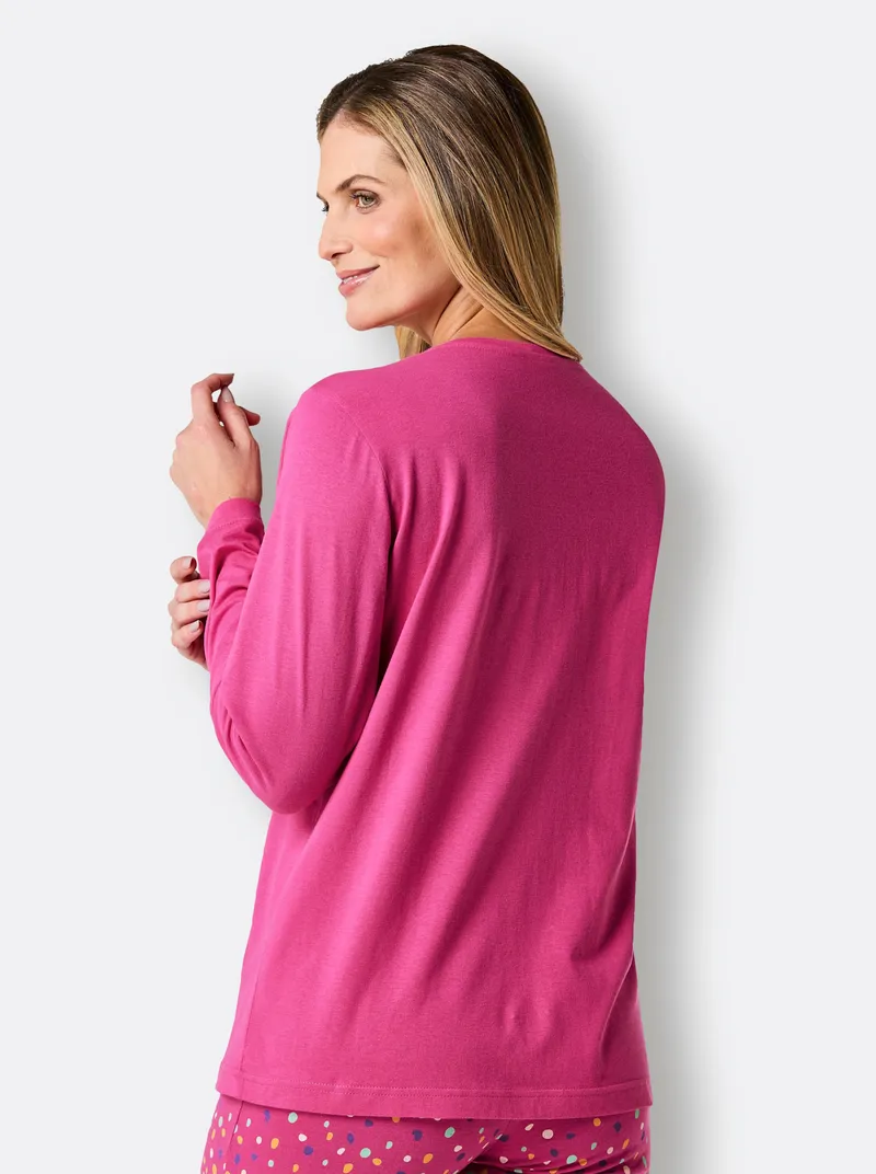 wäschepur Schlafanzug-Shirt fuchsia, Fuchsia, – Produktbild 2 von 2