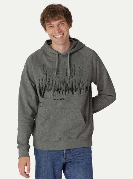 Peaces.bio - handbedruckte Biomode Peaces.bio - handbedruckte Biomode Hoodie Woodland Herren, Dunkelgrau, – Produktbild 2 von 2