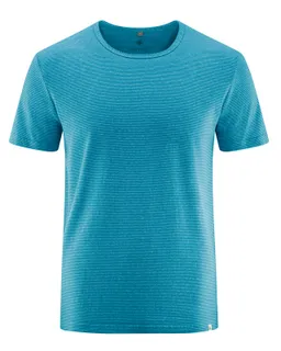 HempAge Hempage Herren vegan T-Shirt Gestreift Azurblau/Naturfarben – Produktbild 1 von 1