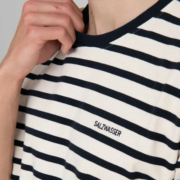 SALZWASSER SALZWASSER JASPER – Heavy T-Shirt (Herren/Unisex) aus 100% Bio-Baumwolle (GOTS), Naturweiß-marine (gestreift), – Produktbild 2 von 2