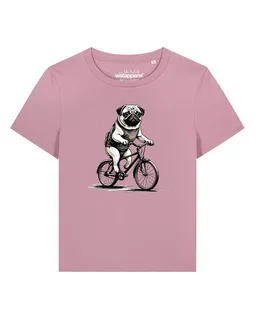 watapparel watapparel T-Shirt Frauen Mops auf Fahrrad – Produktbild 1 von 1