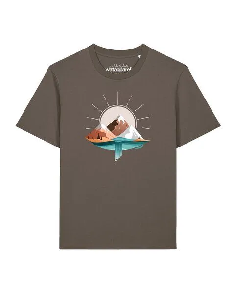 watapparel watapparel T-Shirt Unisex Sunrise & Lake, Mocha, – Produktbild 1 von 2