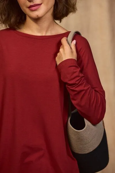 KOKOworld KOKOworld Longsleeve-Bluse Seki aus EcoVero-Viskose, Terracotta (braun), – Produktbild 3 von 4