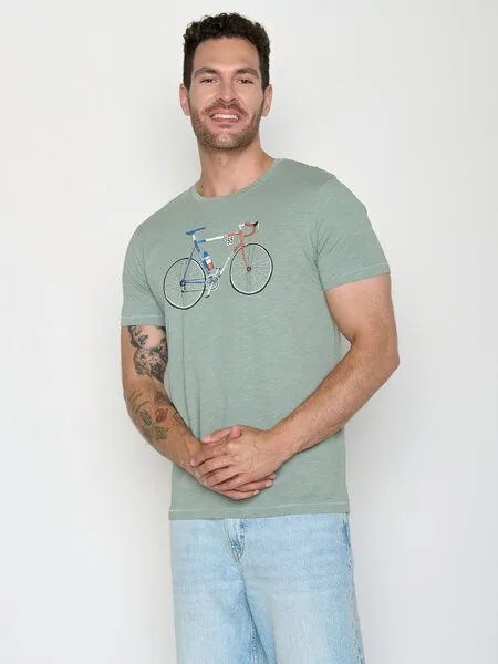 GreenBomb GREENBOMB Bike Jacques Spice - Sportliches T-Shirt aus Bio-Baumwolle / hochwertiger Print / GOTS / Fair & Vegan, Grün (weicher salbei), – Produktbild 1 von 4