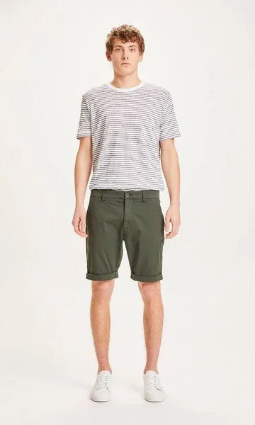 KnowledgeCotton Apparel KnowledgeCotton Apparel Shorts - CHUCK regular chino poplin shorts, Grün (burned olive), – Produktbild 1 von 3