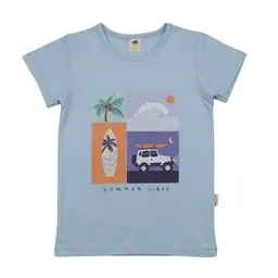 Walkiddy Walkiddy T-Shirt Hellblau Sommer-Frontprint Bio-Baumwolle GOTS – Produktbild 1 von 1