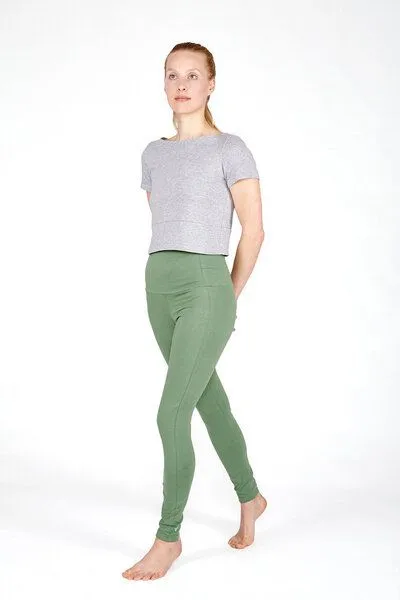 YOIQI YOIQI Yoga Leggings aus Bio-Baumwolle mit hohem Bund, Sea spray(grün), – Produktbild 1 von 2