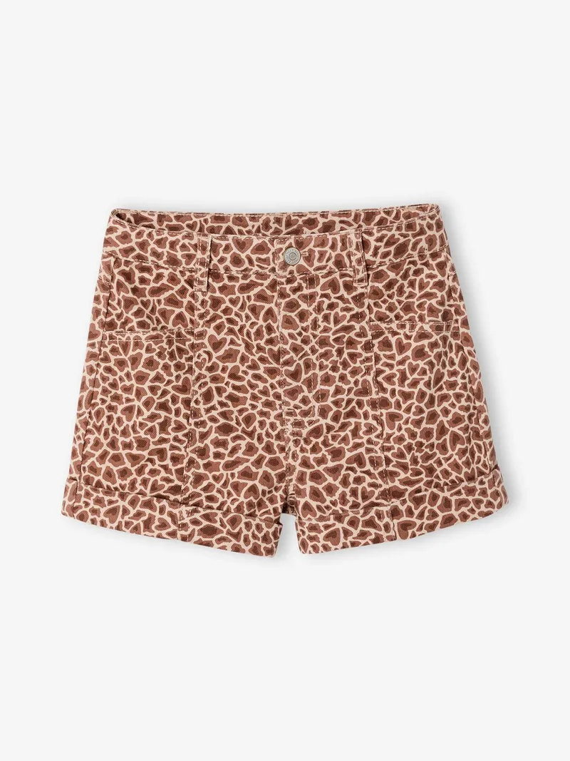 Vertbaudet Short aus Twill mit Giraffen-Muster allover Mädchen, Beige animalprint, – Produktbild 2 von 4