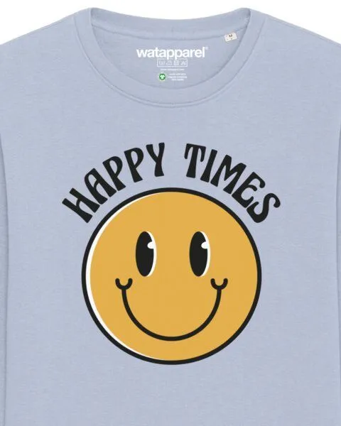 watapparel watapparel Sweatshirt Unisex Happy times smiley emoji, Serene blue, – Produktbild 3 von 4