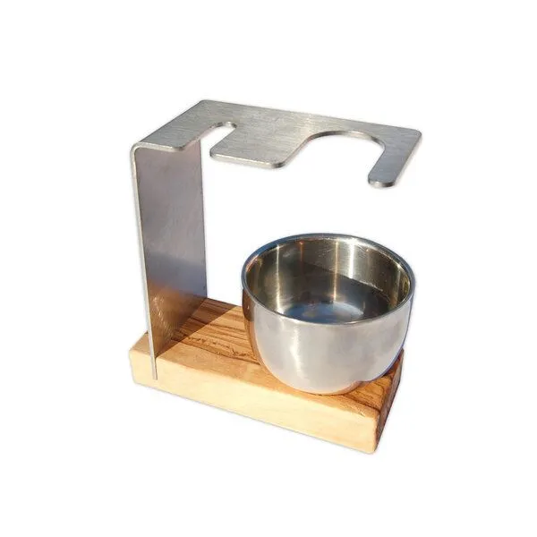 Olivenholz erleben Olivenholz erleben Rasierständer/-halter SYLT PLUS mit Metalltiegel für Rasierhobel & Pinsel – Produktbild 3 von 4