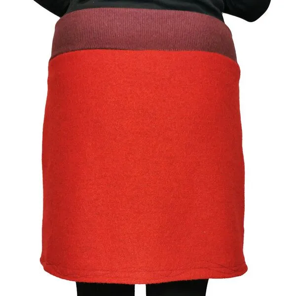 liebewicht Rock Wollrock kurz Wollwalk bio Unikat mit Stickerei liebewicht, Rot, – Produktbild 7 von 7