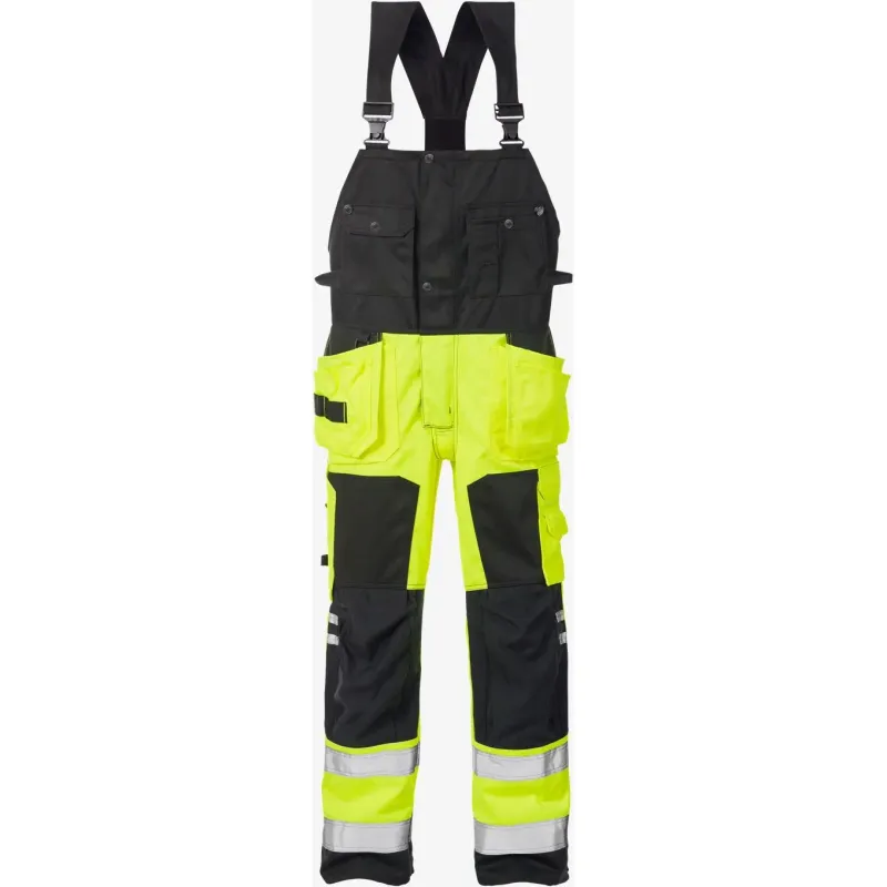 Fristads Warnschutz-Latzhose Klasse 2 Fristads 1014 PLU, Gelb, – Produktbild 2 von 2