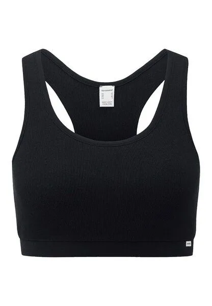 hessnatur hessnatur Bustier Racerback SOFT RIB aus Bio-Baumwolle, Schwarz, – Produktbild 3 von 4