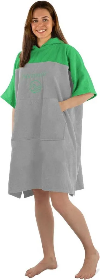 normani Badeponcho Damen Surfer Poncho Kuta, Bio-Baumwolle, Kapuze, Schlupf, Badeponcho aus 100 % saugstarker Bio-Baumwolle, Grün, – Produktbild 3 von 5