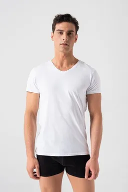 Burnell & Son Burnell & Son Unterhemd Herren V-Ausschnitt 3er Pack - T-Shirt Extra Lang mit Kurzarm Slim Fit – Produktbild 1 von 1