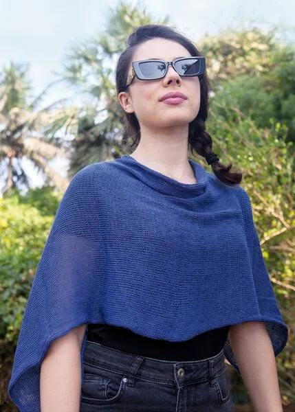 Sundara Sundara Poncho BELLE aus 100% Bio-Baumwolle, Blau, – Produktbild 2 von 3